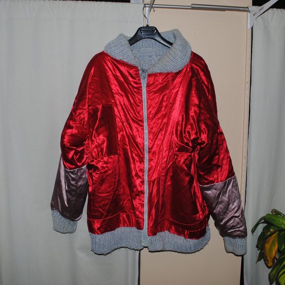 Hand Knit Heavy Thick Wool Jacket Womens Zipper Cable Chunky - Picture 7 of 13